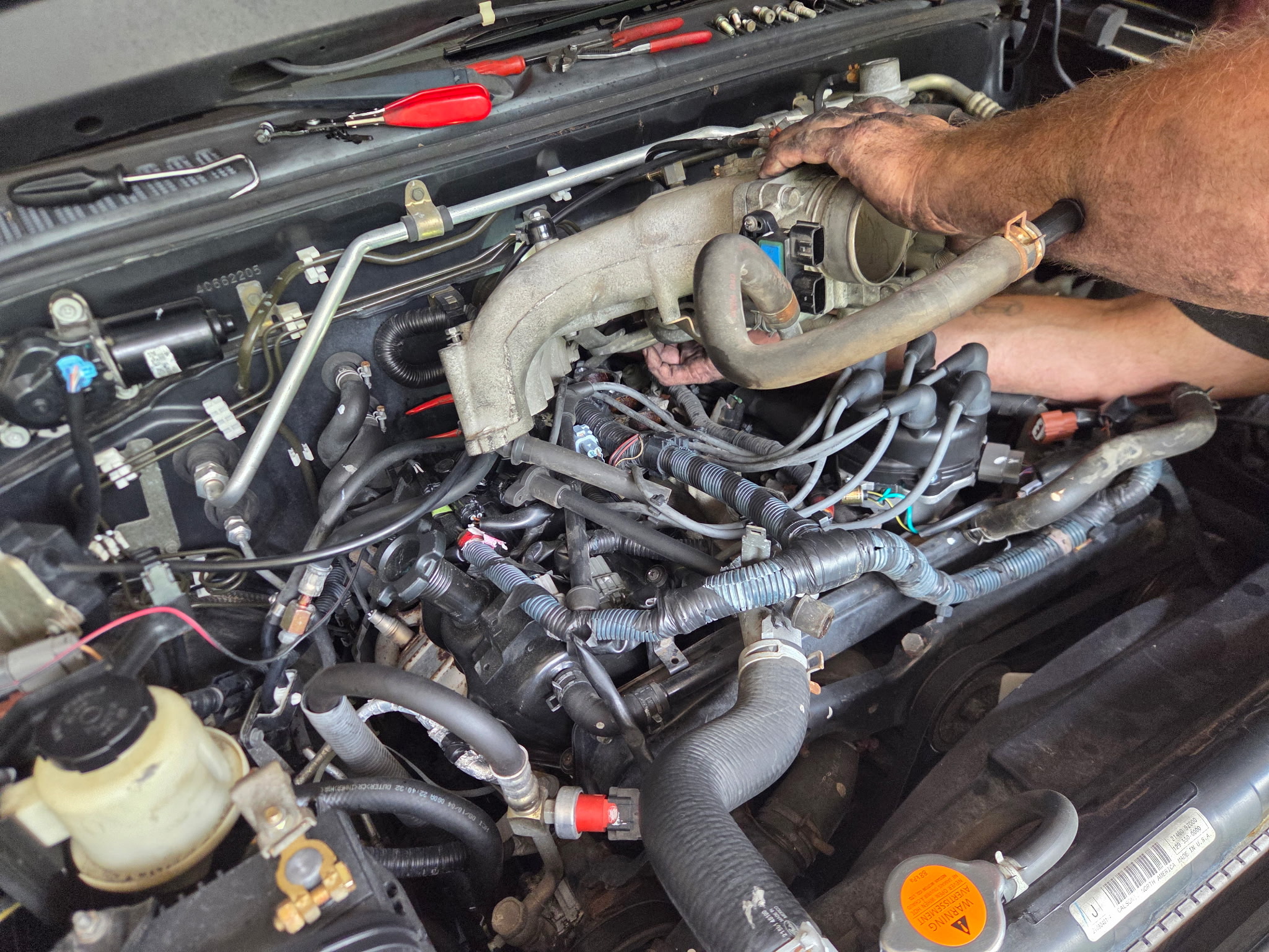 Person working on engine